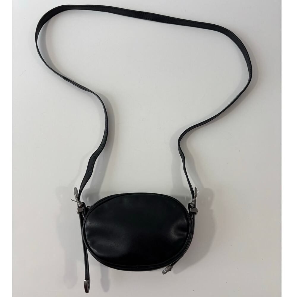 Urban Outfitter Black Faux Leather Western Double Buckle Mini Crossbody Bag